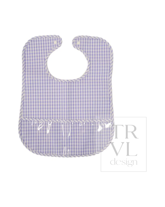 TRVL Clean Up Bib - Gingham Lilac