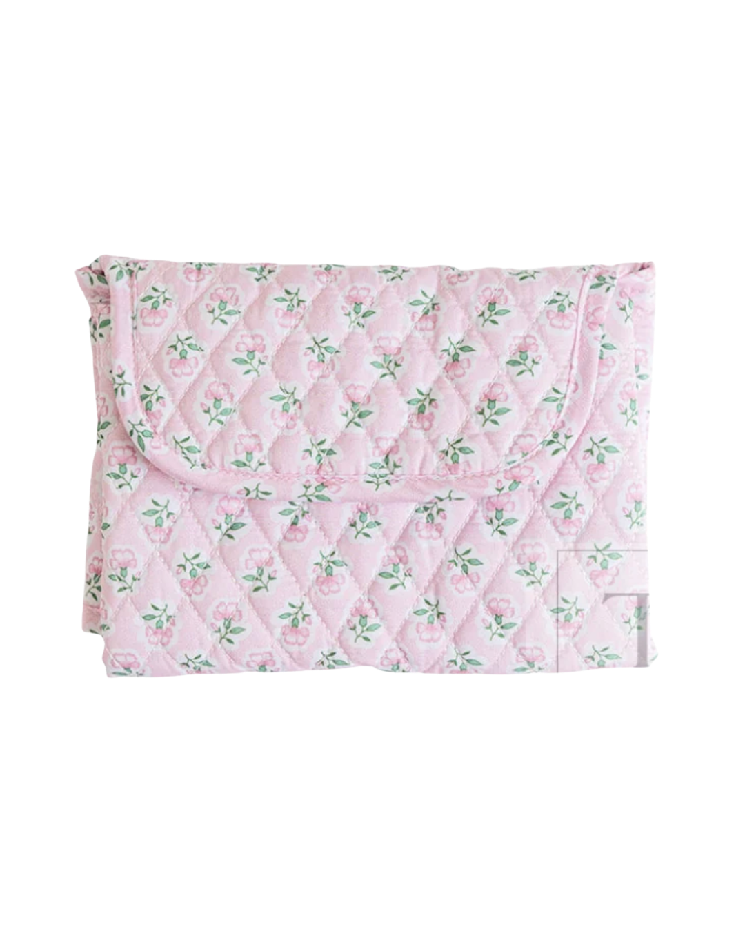 TRVL Quilted Changing Mat in Petite Fleur Pink, padded fold-up pad