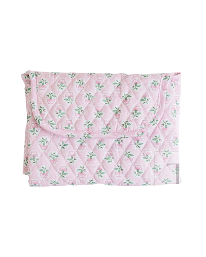 TRVL Quilted Changing Mat in Petite Fleur Pink, padded fold-up pad