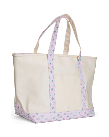 TRVL Maxi Tote - Coated Canvas with Petite Fleur Pink Trim