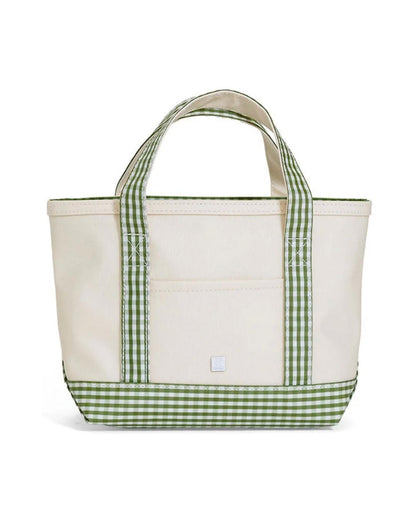 TRVL Mini Tote - Coated Canvas with Gingham Moss Trim