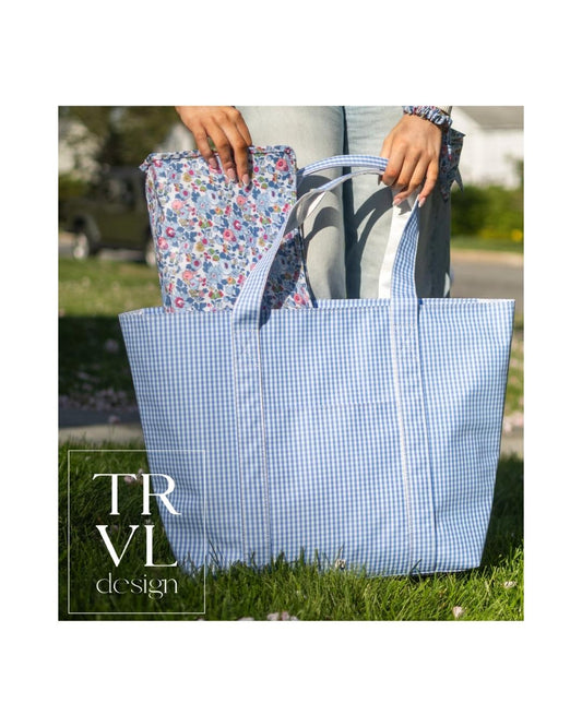 TRVL Jumbo Tote - Gingham Sky