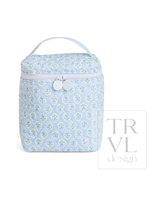 TRVL Quilted Go Go insulated lunch bag in Petite Fleur Blue floral