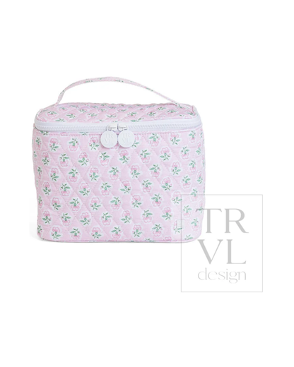TRVL Quilted Tall Train Bag in Petite Fleur Pink, quilted travel case