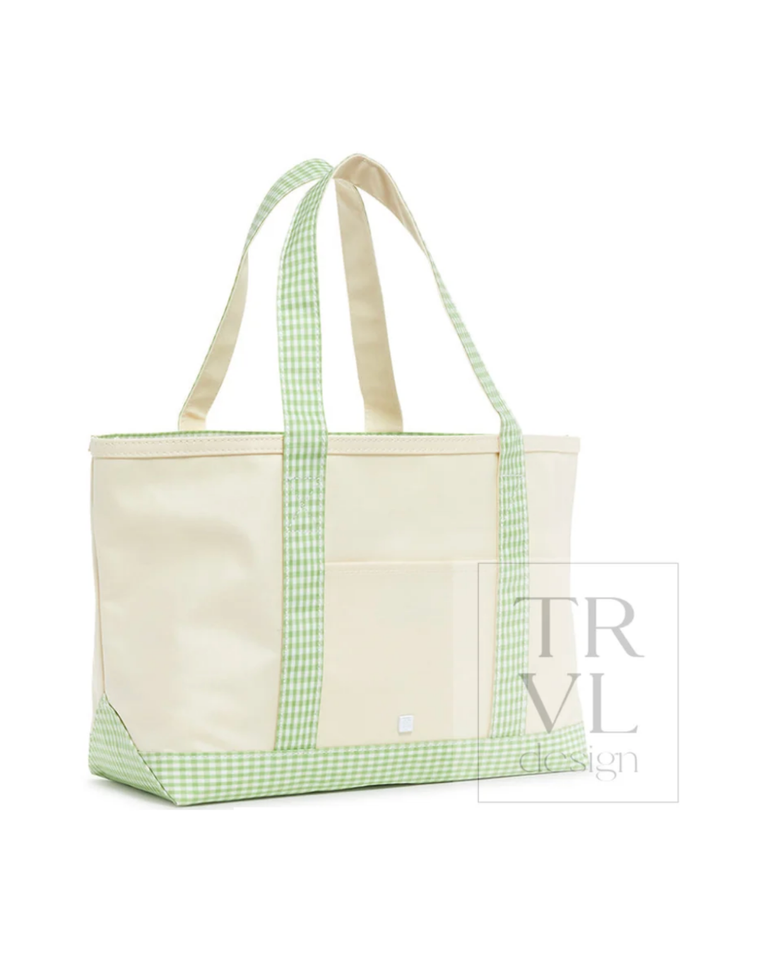 TRVL Medium Tote - Coated Canvas with Gingham Leaf Trim