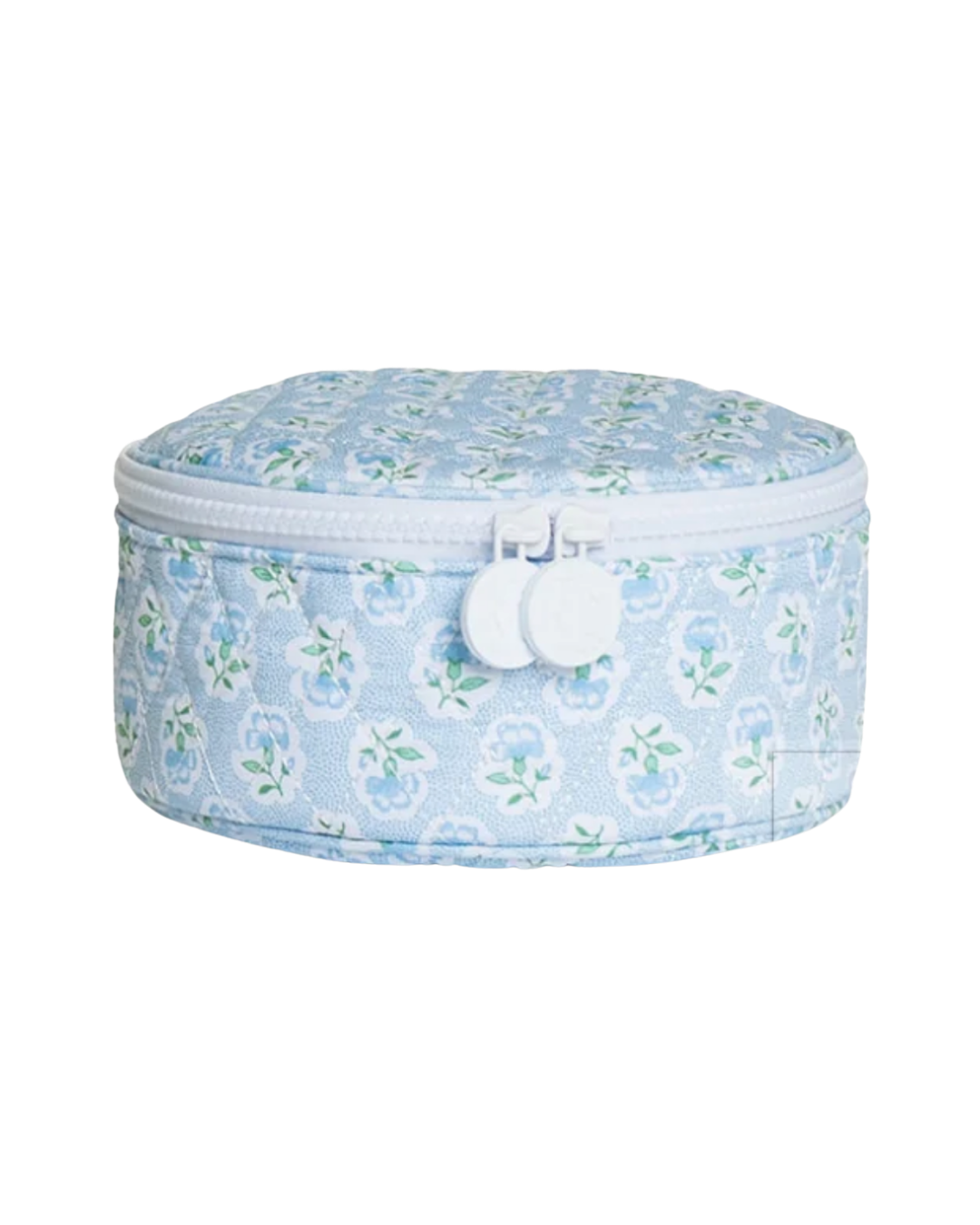 TRVL Quilted Jewel Round case in Petite Fleur Blue for jewelry