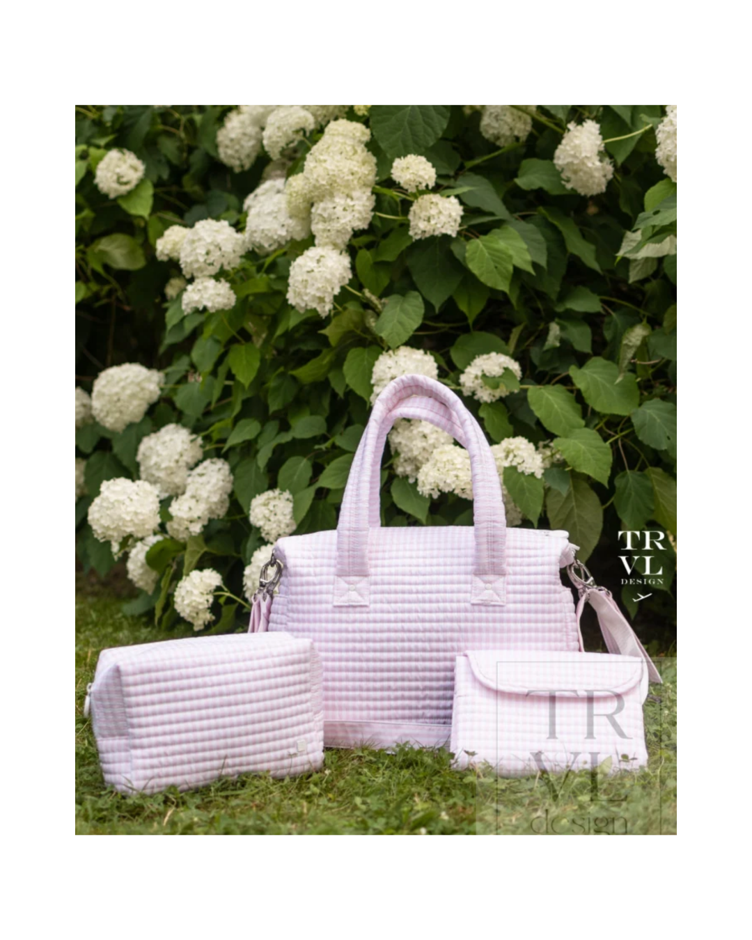 TRVL Quilted Stroller Bag Bundle in Pimlico Stripe Pink, baby gift set