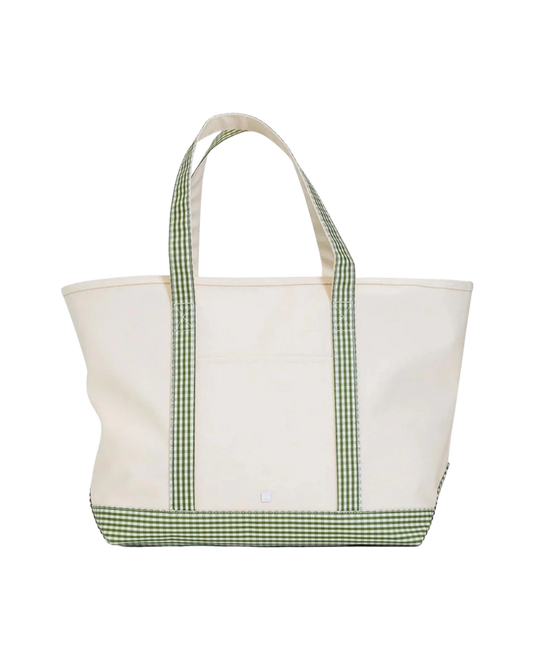 TRVL Maxi Tote - Coated Canvas with Gingham Moss Trim