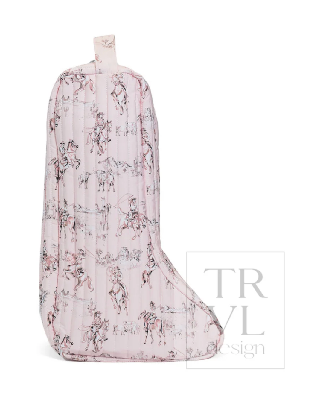 TRVL Quilted Boot Bag in Cowgirl Toile, western print boot bag