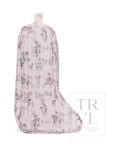 TRVL Quilted Boot Bag in Cowgirl Toile, western print boot bag