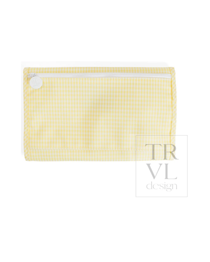 TRVL Game Changer Pad in Gingham Buttercup, portable changing pad