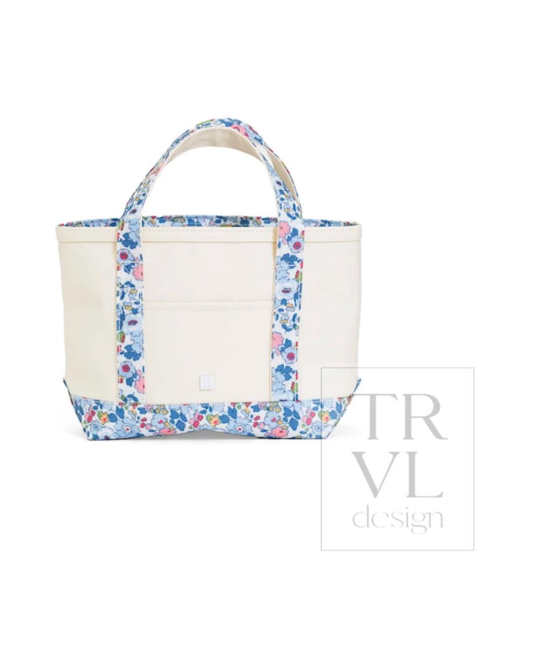 TRVL Mini Tote - Coated Canvas Natural with Bridgehampton Floral Trim