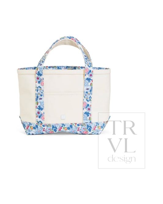TRVL Mini Tote - Coated Canvas Natural with Bridgehampton Floral Trim