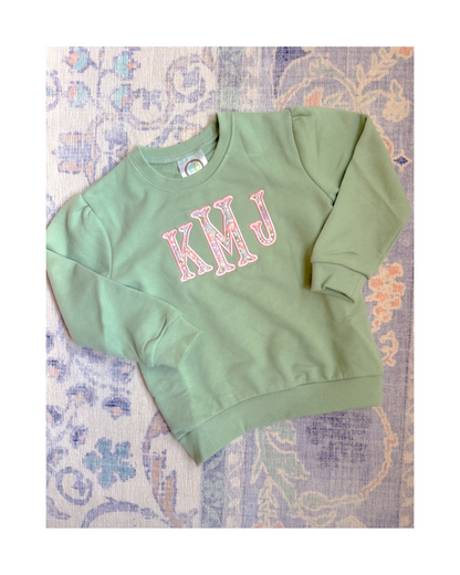 Girls Puff Sleeve Personalized Sweatshirt