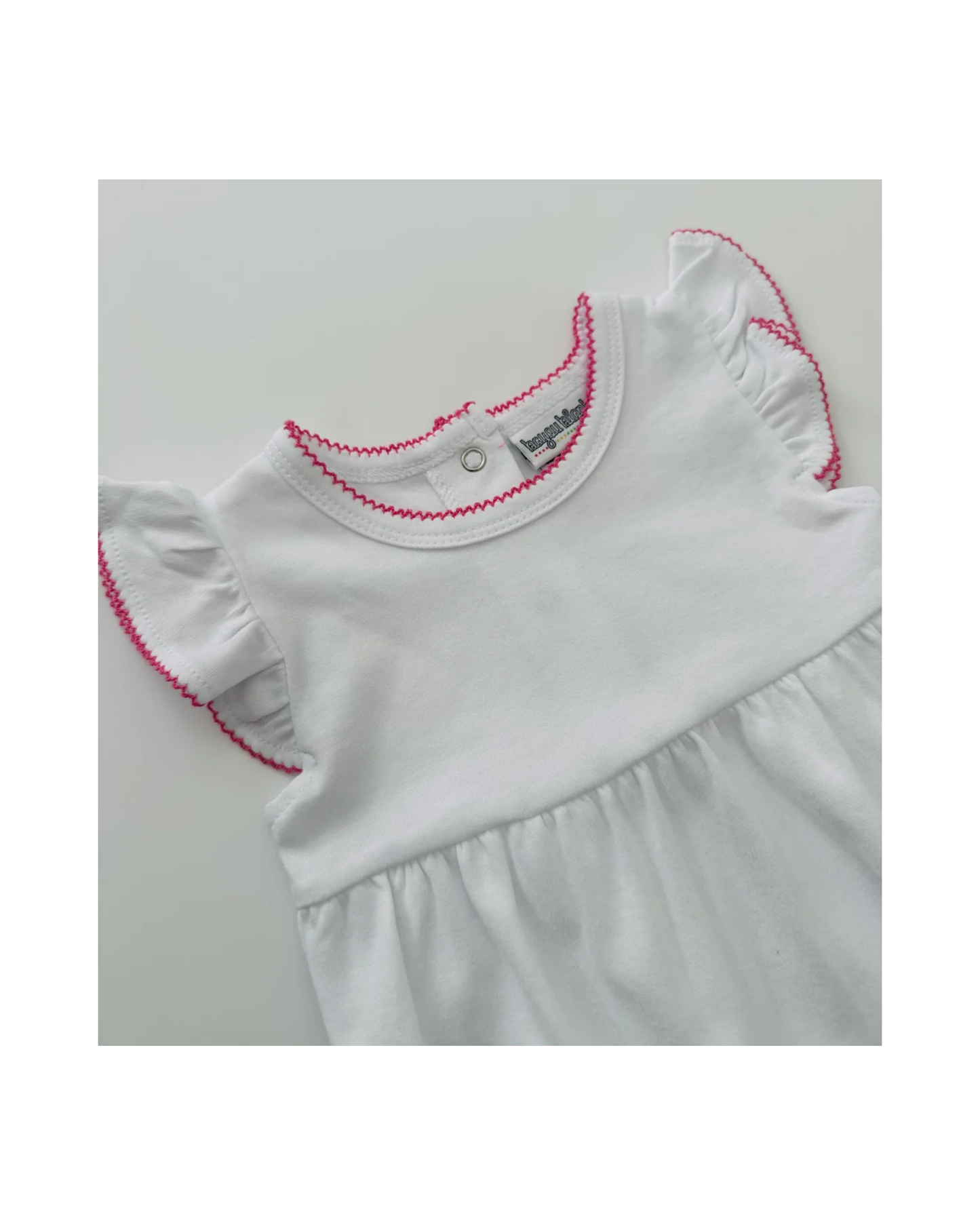 Girls Knit Flutter Sleeve Bubble with Picot Trim