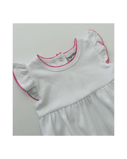 Girls Knit Flutter Sleeve Bubble with Picot Trim