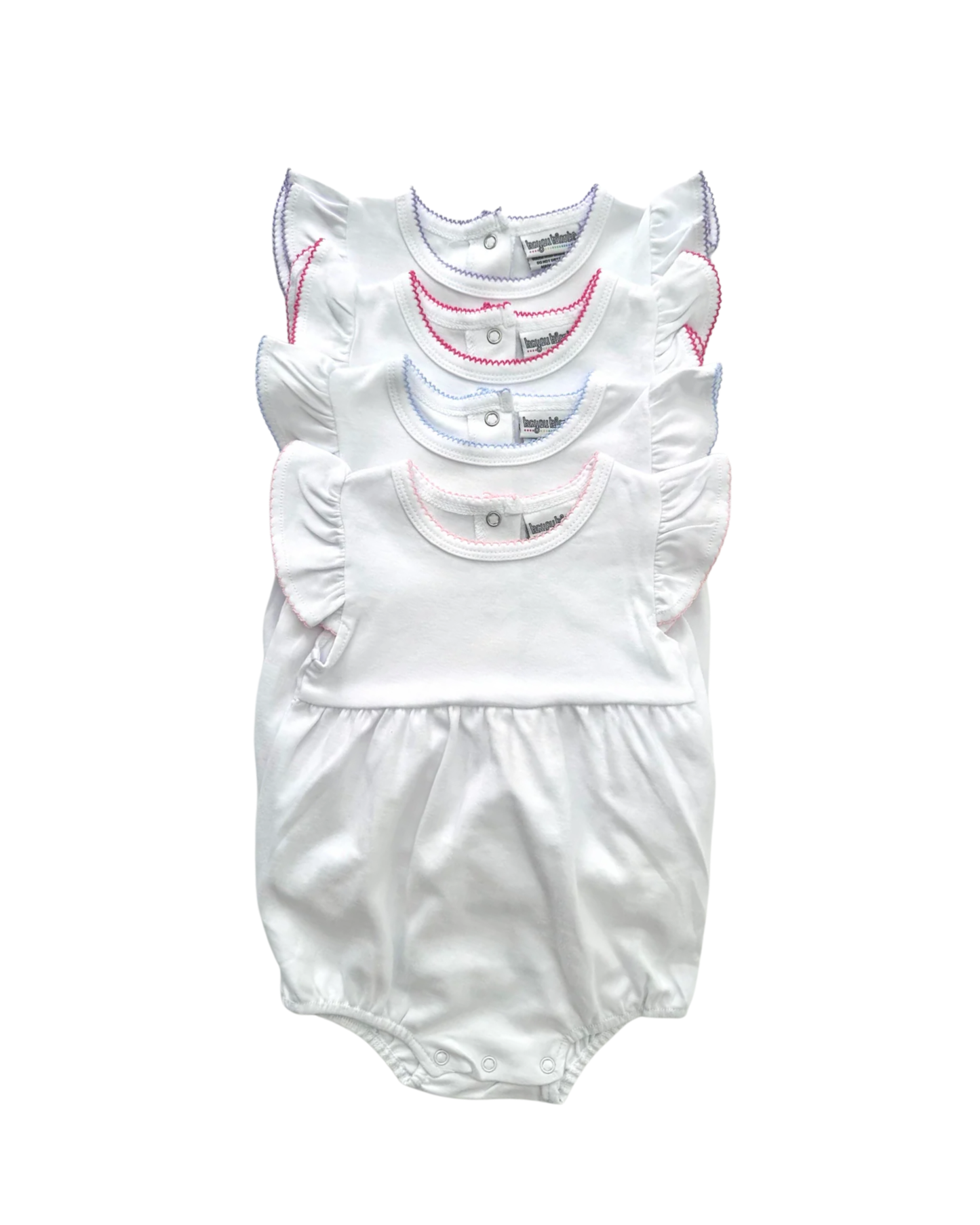 Girls Knit Flutter Sleeve Bubble with Picot Trim