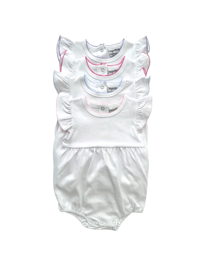 Girls Knit Flutter Sleeve Bubble with Picot Trim
