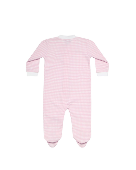 Pink Gingham Zipper Footie