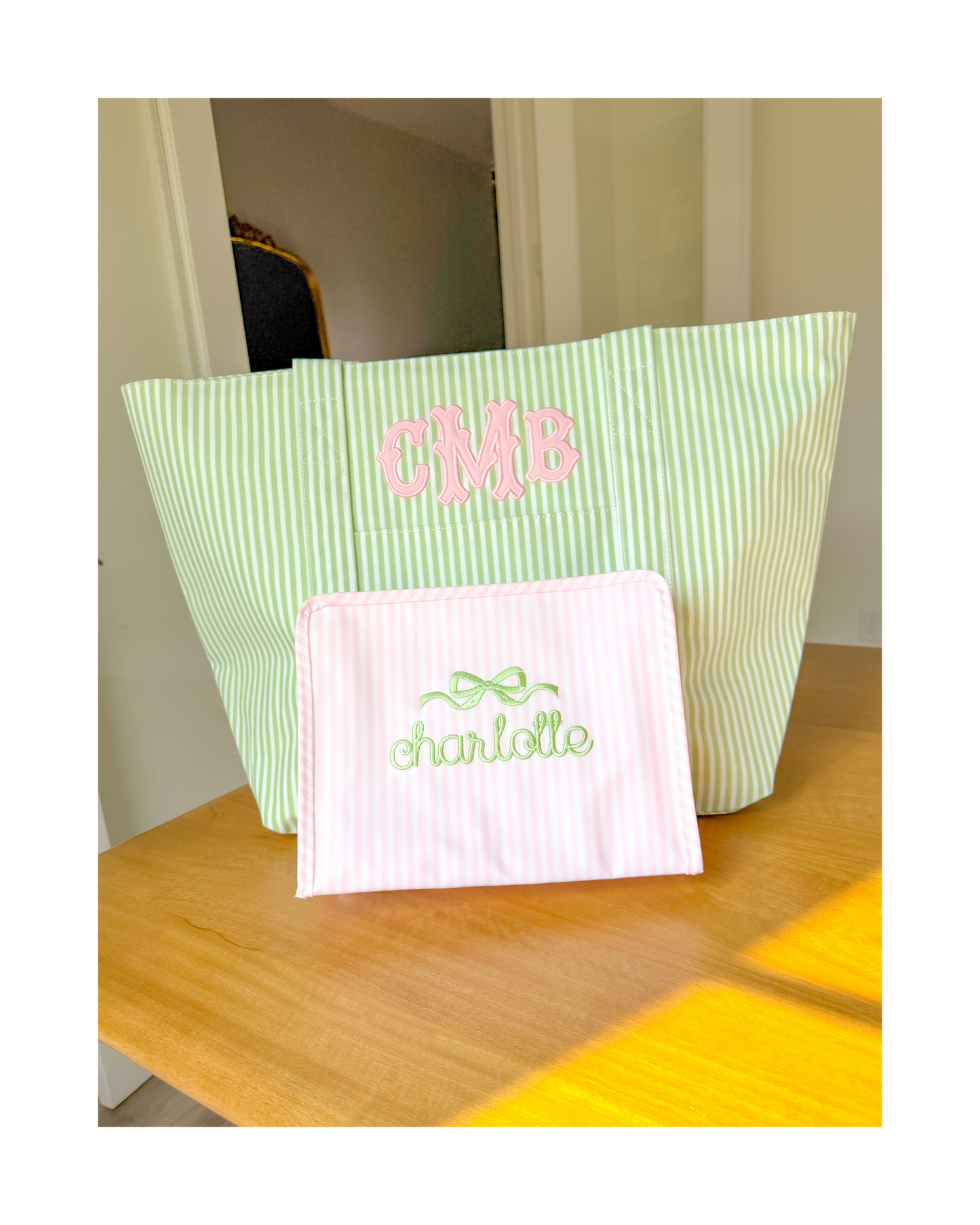 TRVL Jumbo Tote - Pimlico Stripe Sage
