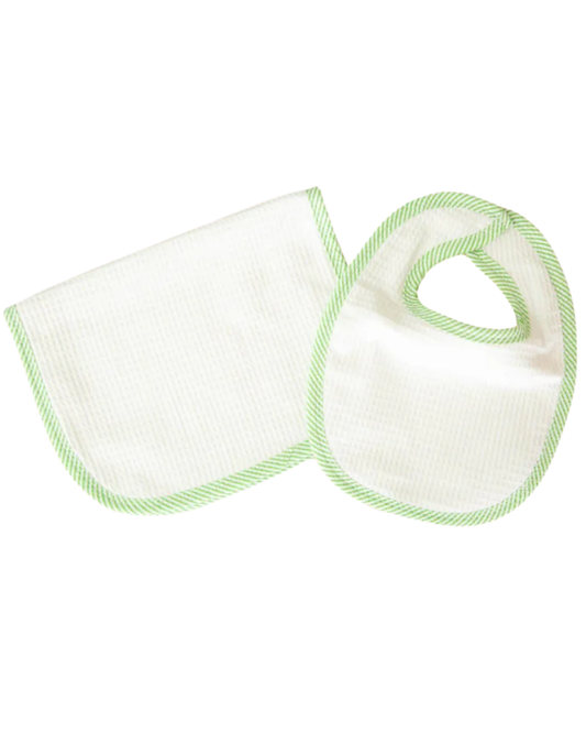 Bib & Burp Cloth Seersucker Set