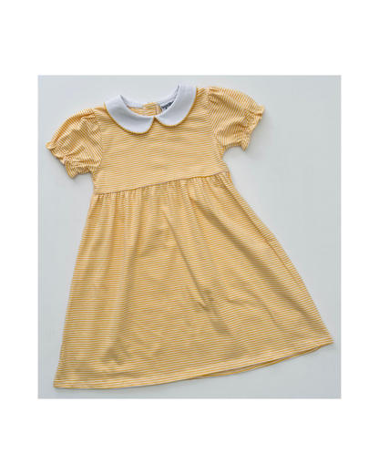 Girls Knit Stripe Peter Pan Collar Dress