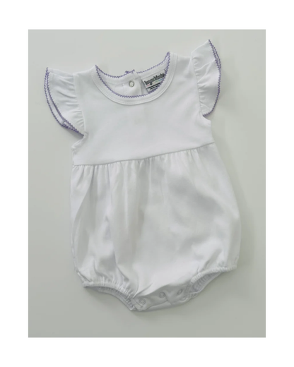 Girls Knit Flutter Sleeve Bubble with Picot Trim