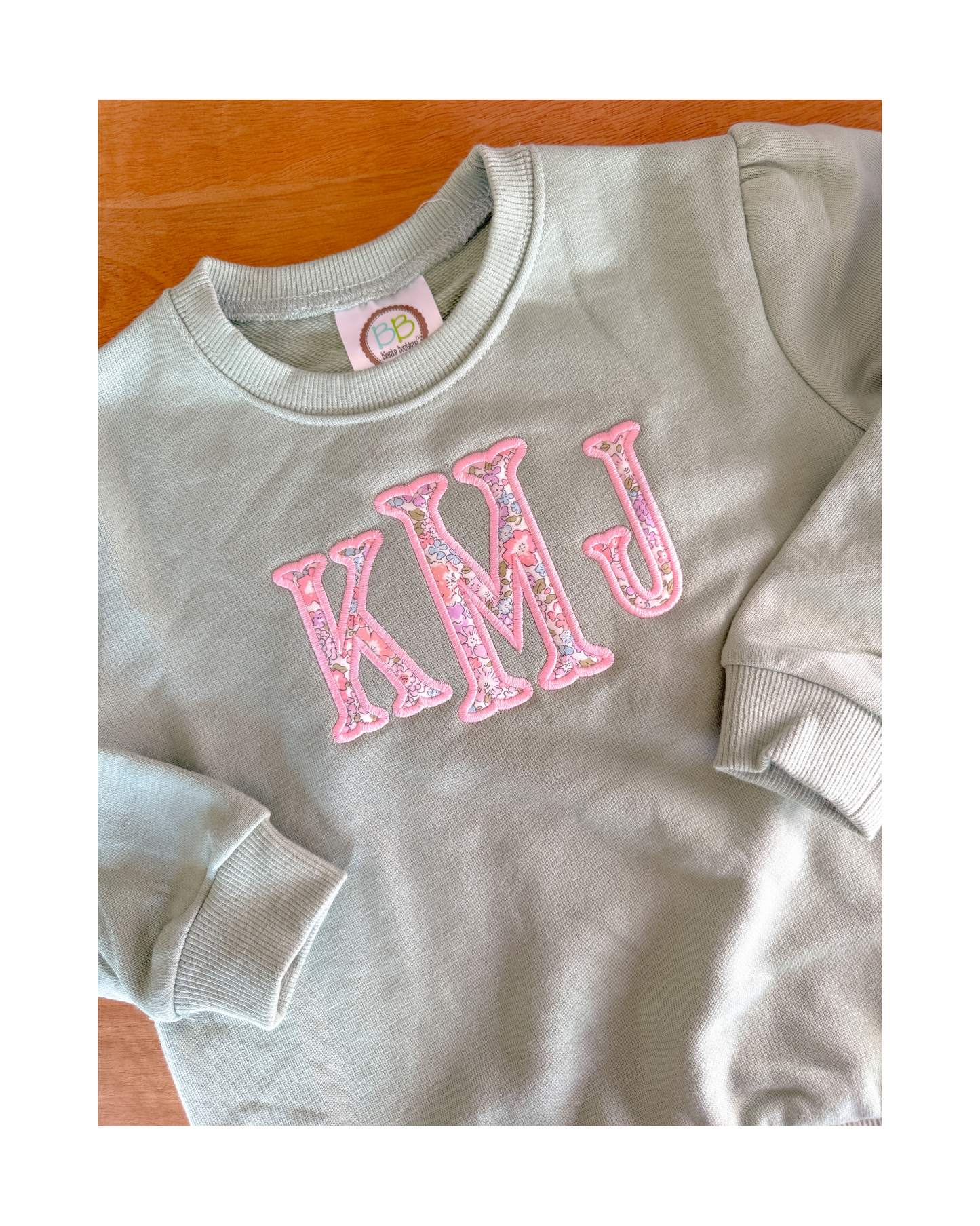Girls Puff Sleeve Personalized Sweatshirt
