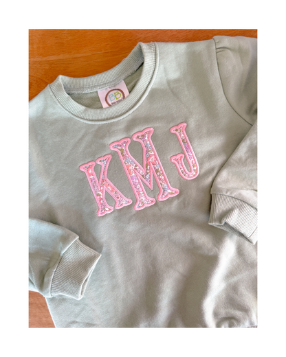 Girls Puff Sleeve Personalized Sweatshirt
