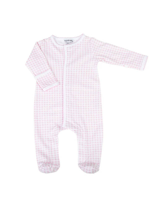 Mini Checks Footie - Pink