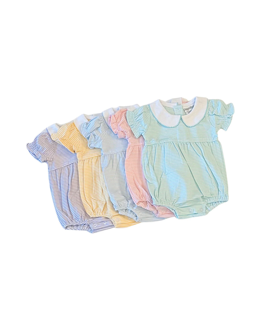 Girls Knit Stripe Peter Pan Collar Bubble