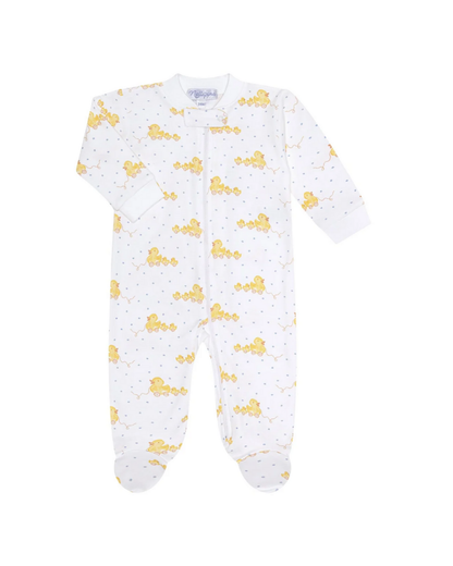 Blue Ducks Print Zipper Footie