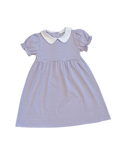 Girls Knit Stripe Peter Pan Collar Dress