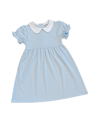 Girls Knit Stripe Peter Pan Collar Dress