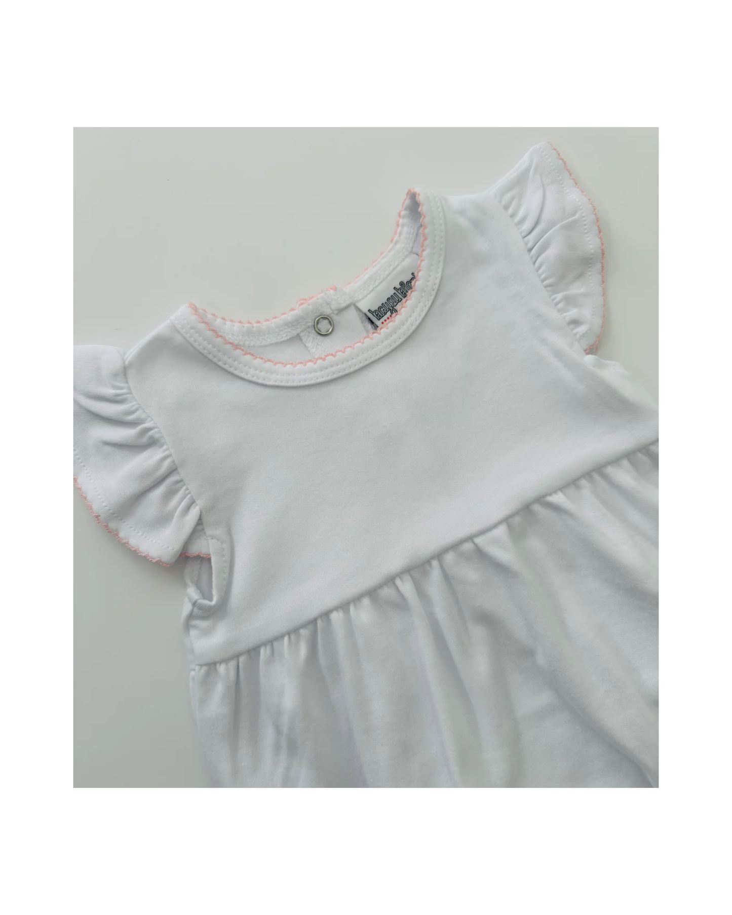 Girls Knit Flutter Sleeve Bubble with Picot Trim