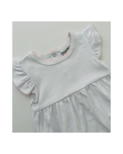 Girls Knit Flutter Sleeve Bubble with Picot Trim