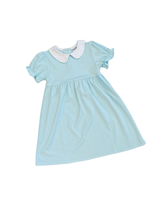 Girls Knit Stripe Peter Pan Collar Dress