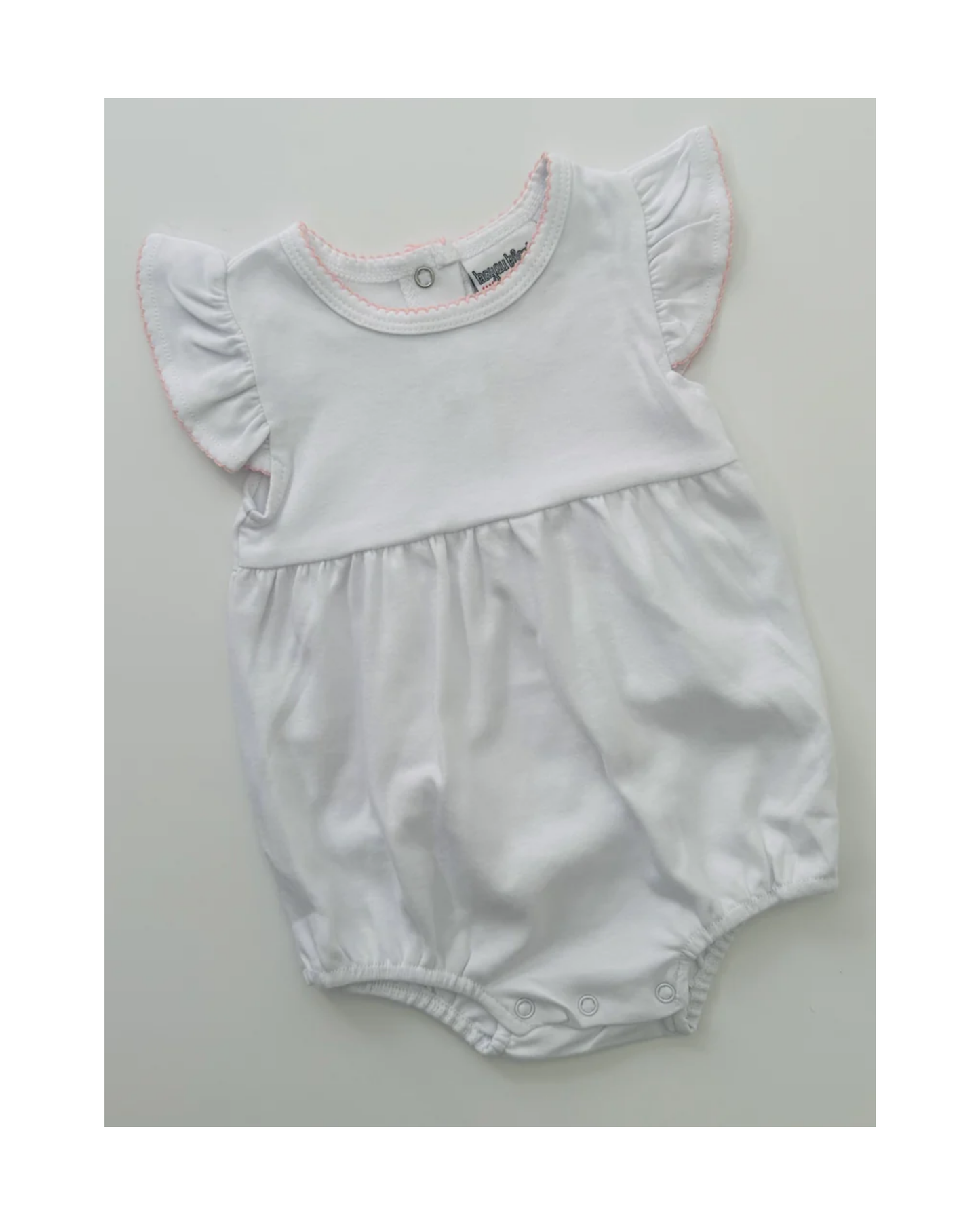 Girls Knit Flutter Sleeve Bubble with Picot Trim