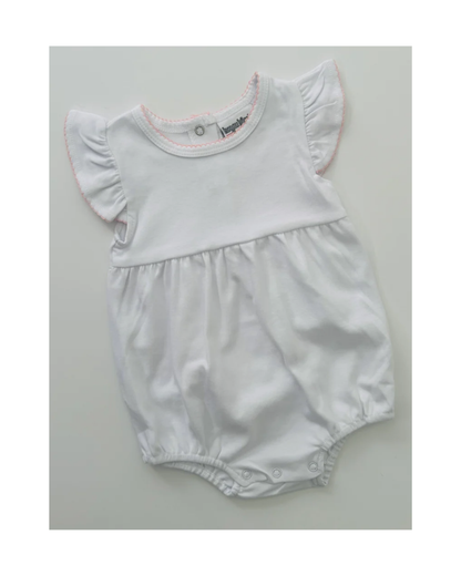Girls Knit Flutter Sleeve Bubble with Picot Trim