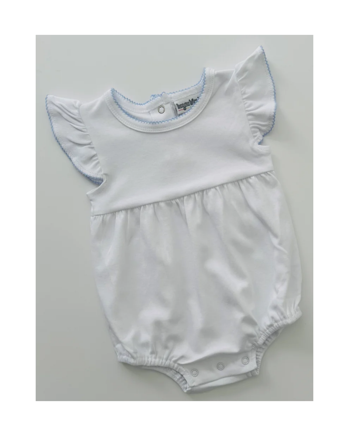 Girls Knit Flutter Sleeve Bubble with Picot Trim