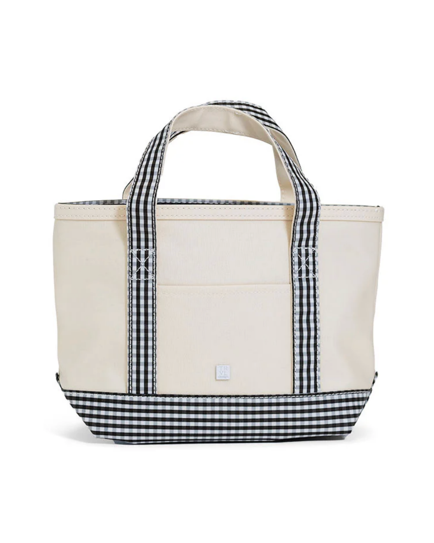 TRVL Mini Tote - Coated Canvas with Black Gingham Trim