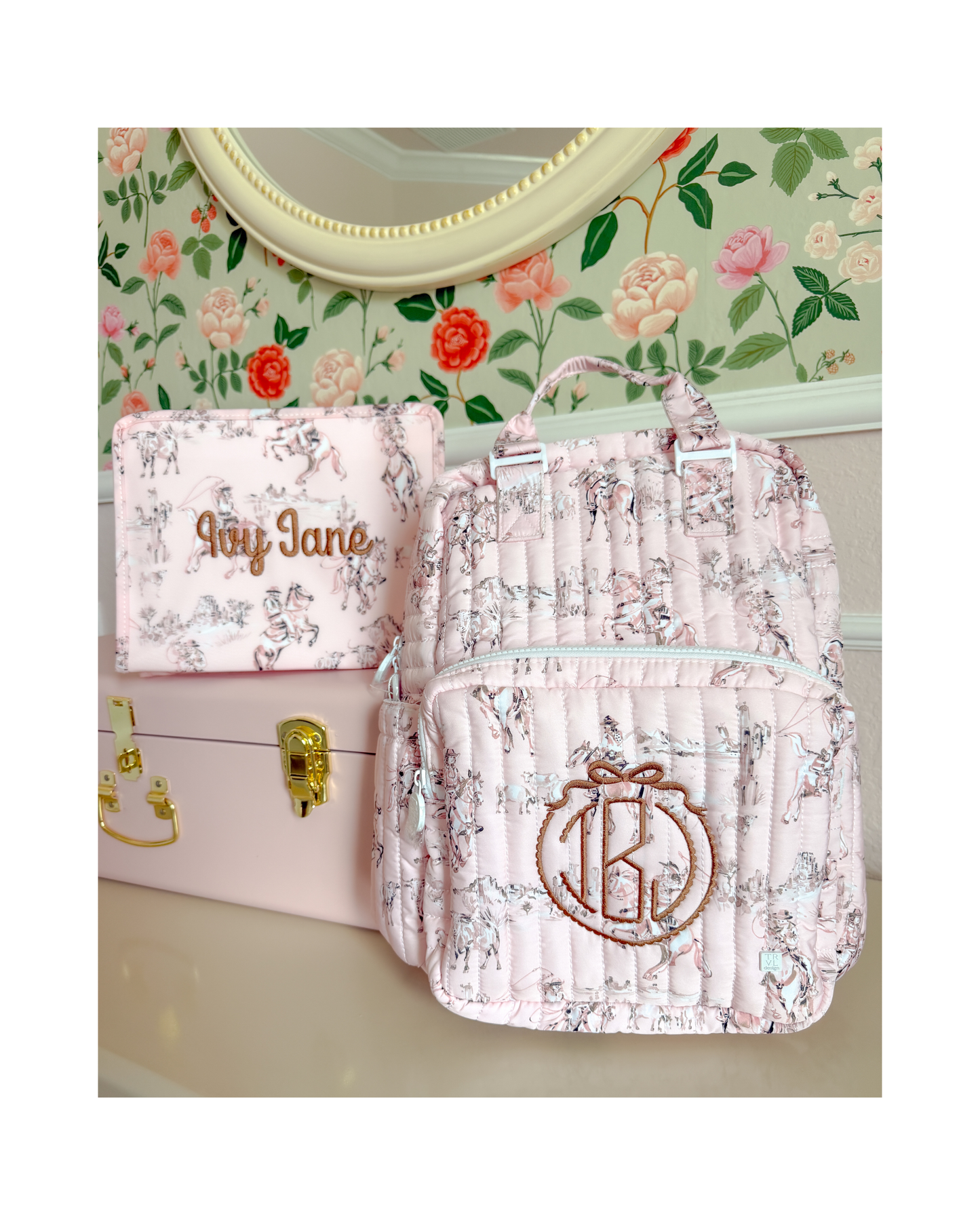 TRVL Quilted All You Need Diaper Bag - Cowgirl Toile