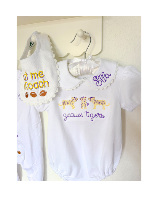 Girls Game Day Tiger Trio Bubble Onesie