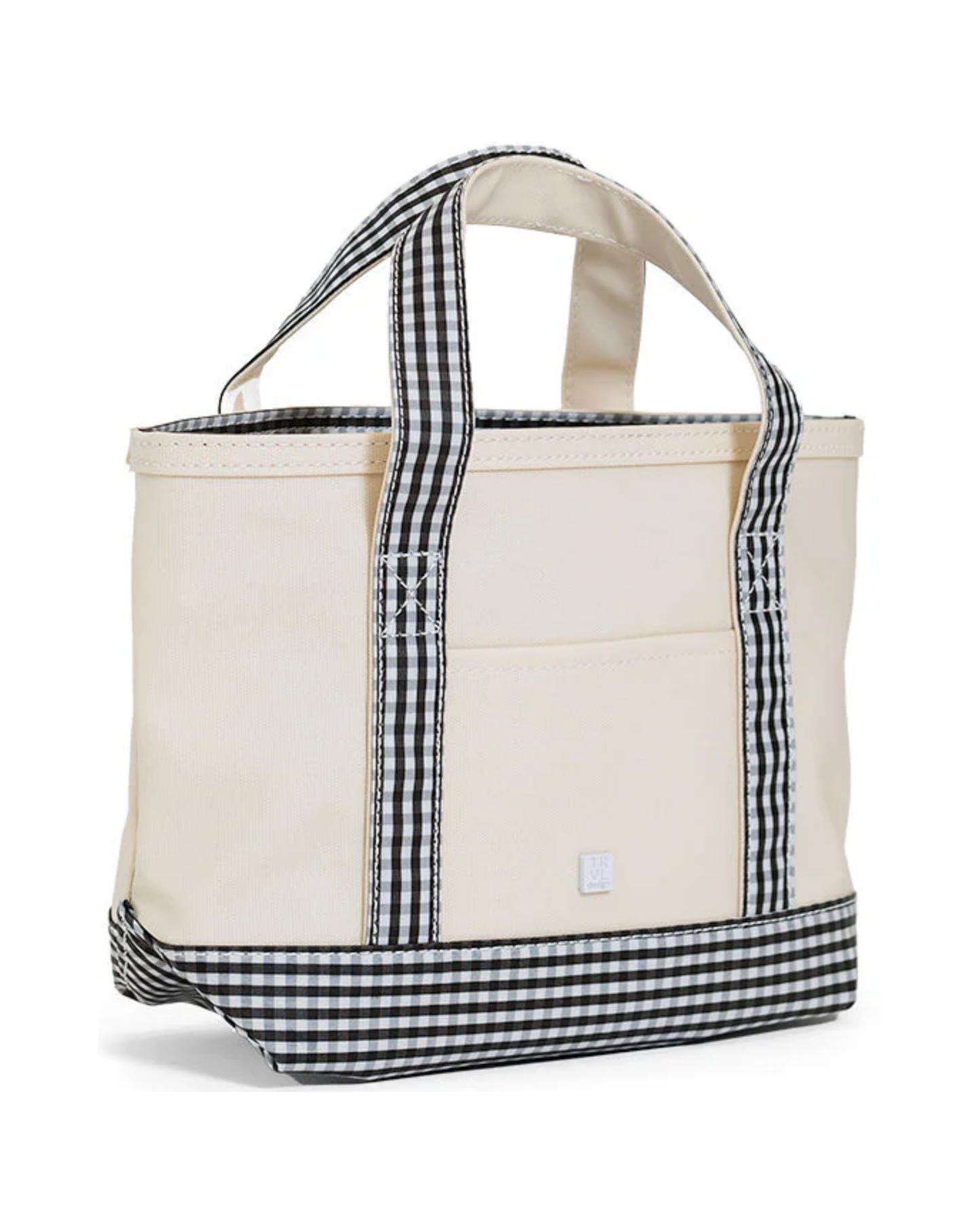TRVL Mini Tote - Coated Canvas with Black Gingham Trim