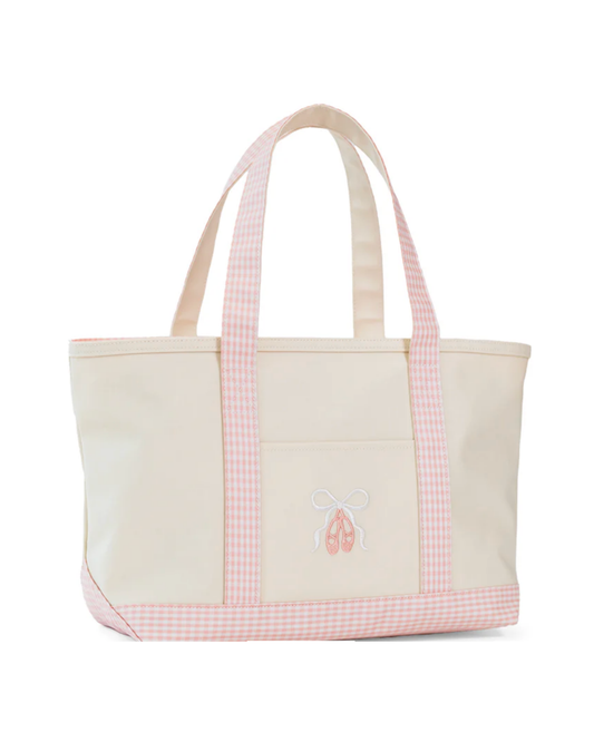 TRvL Medium Tote - Coated Canvas Natural with Ballet Taffy Trim