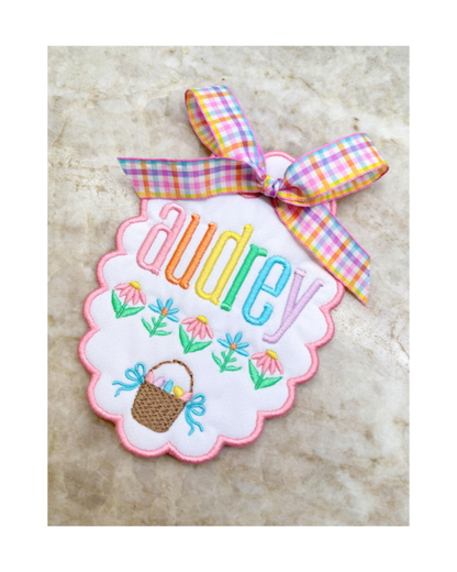 Monogrammed Easter Bunny Basket Tag