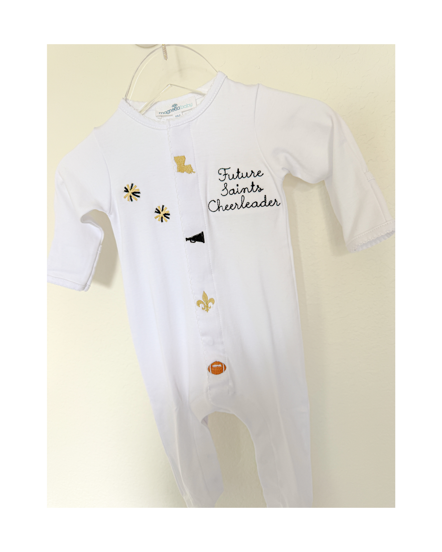 Magnolia Baby - Future Saints Cheerleader Game Day Pima Cotton Baby Footie