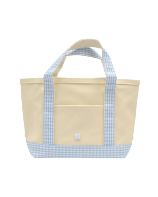 TRVL Mini Tote - Coated Canvas Natural with Gingham Mist Trim
