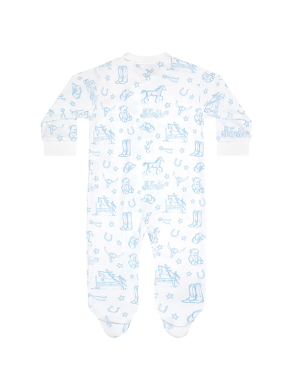 Blue Lone Star Toile Zipper Footie