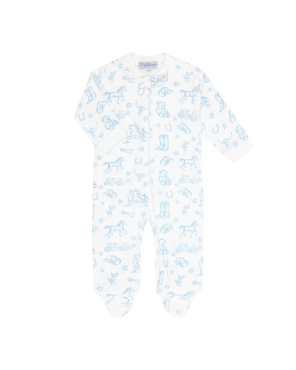Blue Lone Star Toile Zipper Footie